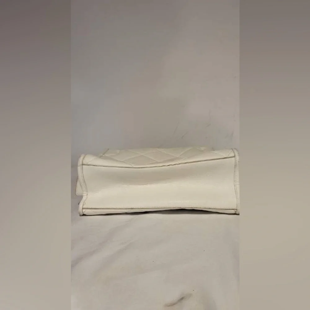Betsey Johnson White Quilted Shoulder Bag with Pink Floral Scarf